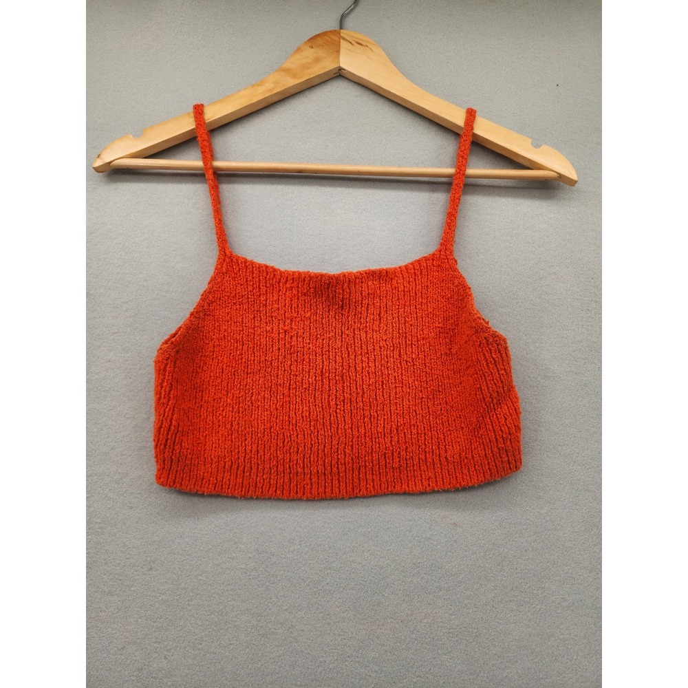 Zara Knit Orange Cropped Tank Top Cami Square‎ Neck Sweater Vest SM Summer Boho